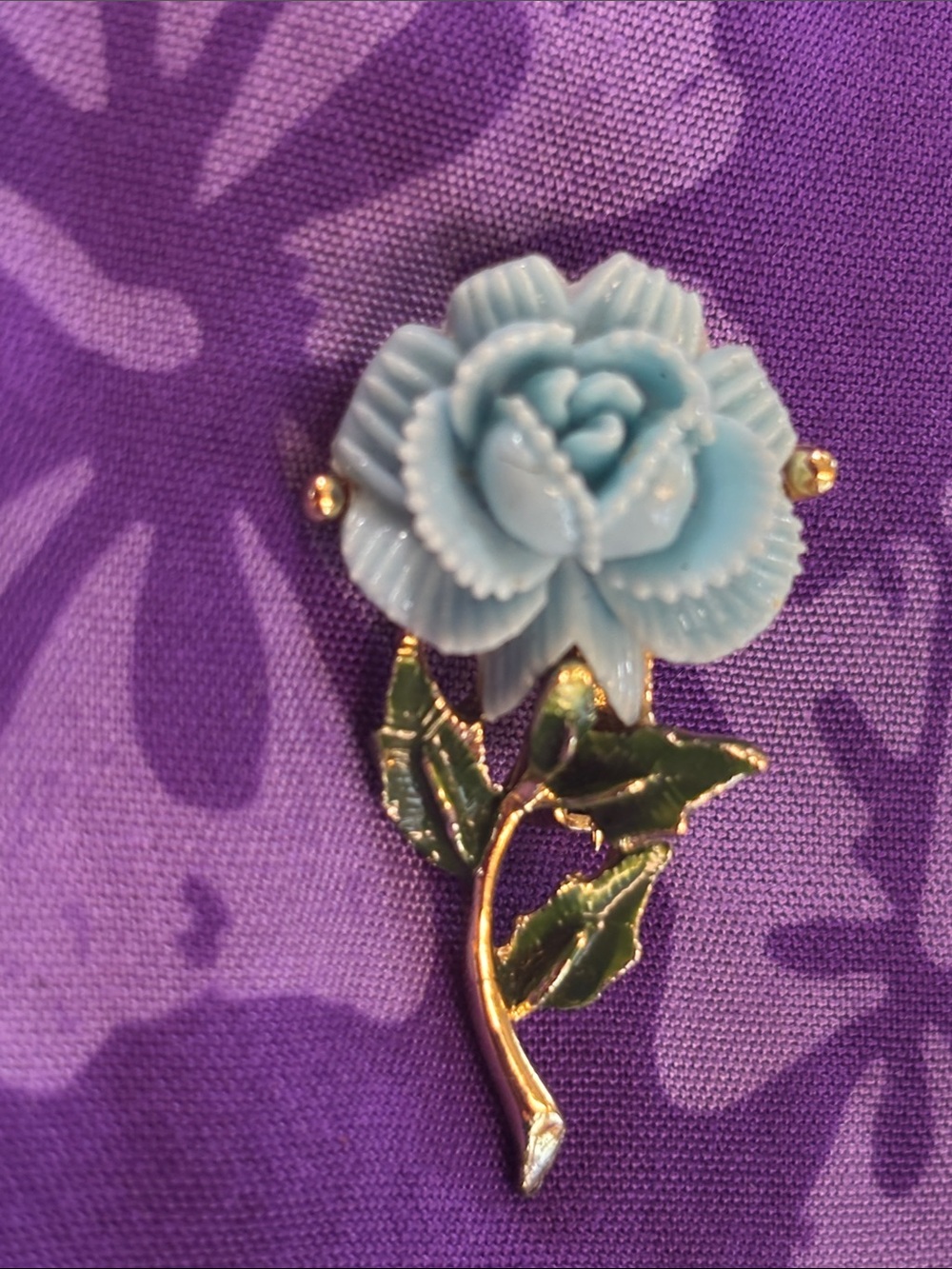 estate Tiffany Blue Lucite Flower Stem Brooch pin